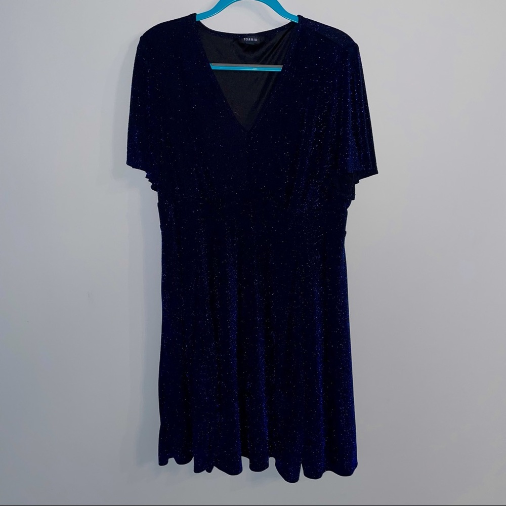 SPARKLY NAVY EMPIRE WAIST PARTY DRESS